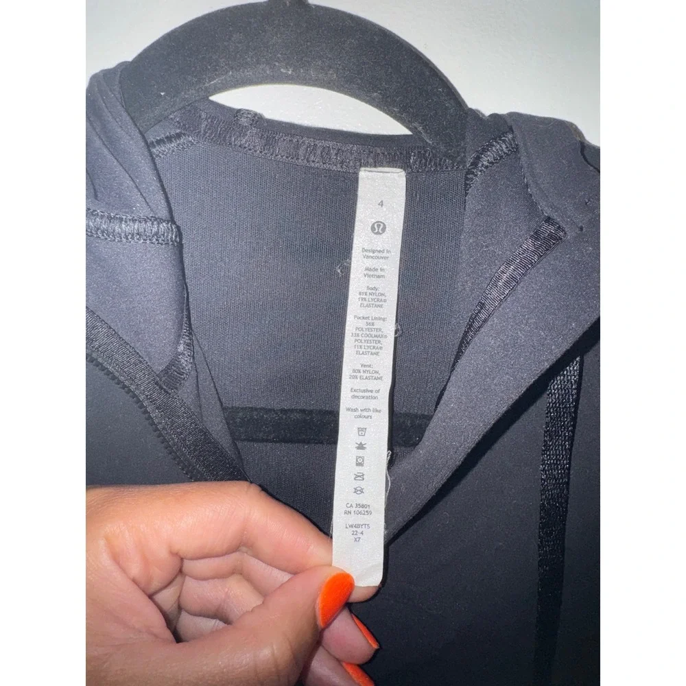 Lululemon Beyond the Studio Jacket Black Ruched Full Zip Hooded Size 4